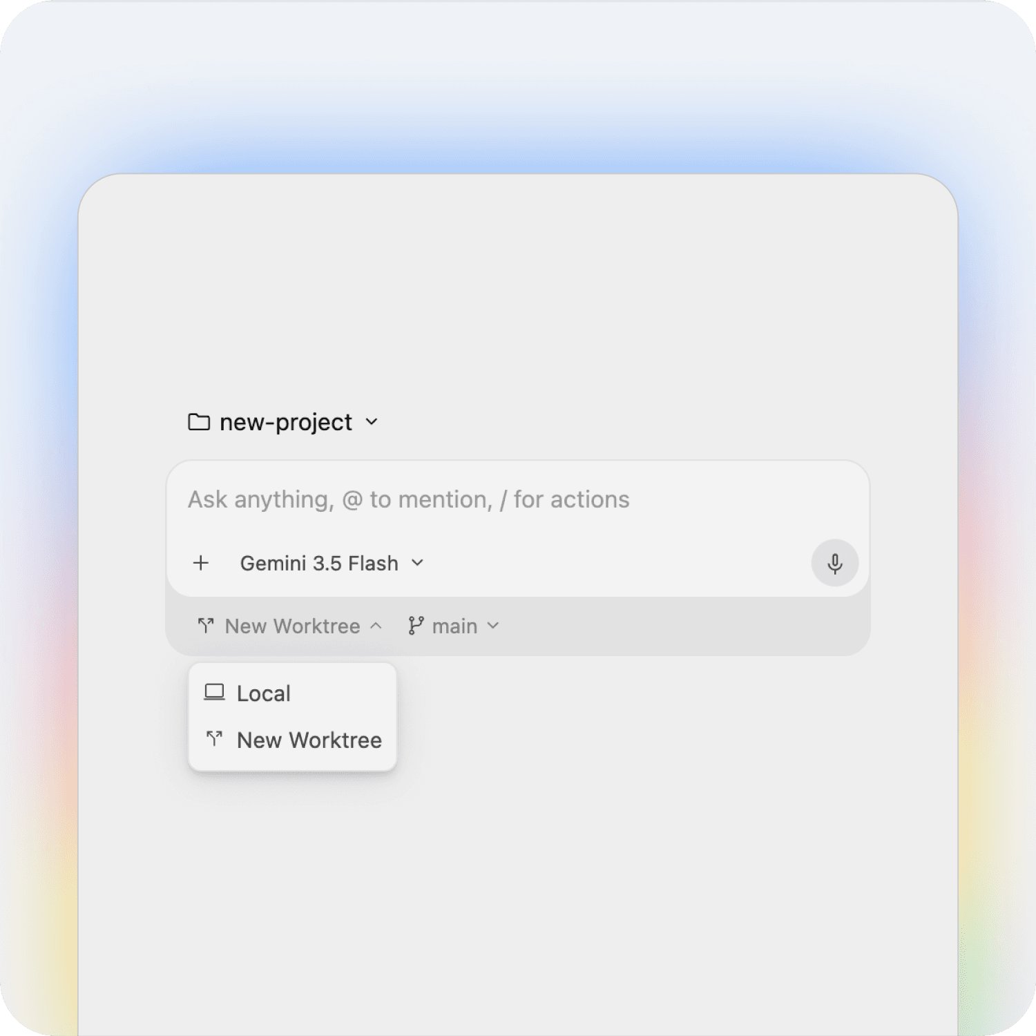 Antigravity agent chat interface